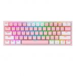 Teclado Gamer Mecanico 60% Redragon Fizz Pro Pink White, Switches Redragon Red, Inalambrico, USB 2.4Ghz, Bluetooth 5.0, Iluminacion RGB, Ingles - K616-RGB PW
