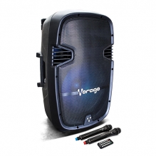 Bocina Karaoke Vorago KSP-500 | 2 Microfonos inalambricos | Tripie | USB | SD | 3.5mm | Bluetooth | Bafle