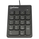 Teclado Numerico Manhattan, Alambrico, USB, Negro - 176354