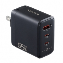 Cargador Adata GaN de 65W USB, Tipo-C, Tipo-A, Carga Rapida, Negro - CHARGERU-0653-QCPDBK