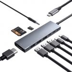 Adaptador Hub Bojoom 9 en 1 USB C, Multipuerto USB C, USB 3.0, USB 2.0, 4K HDMI, Lector MicroSD/SD, USB Tipo-C 100w - B09KGXL4TT